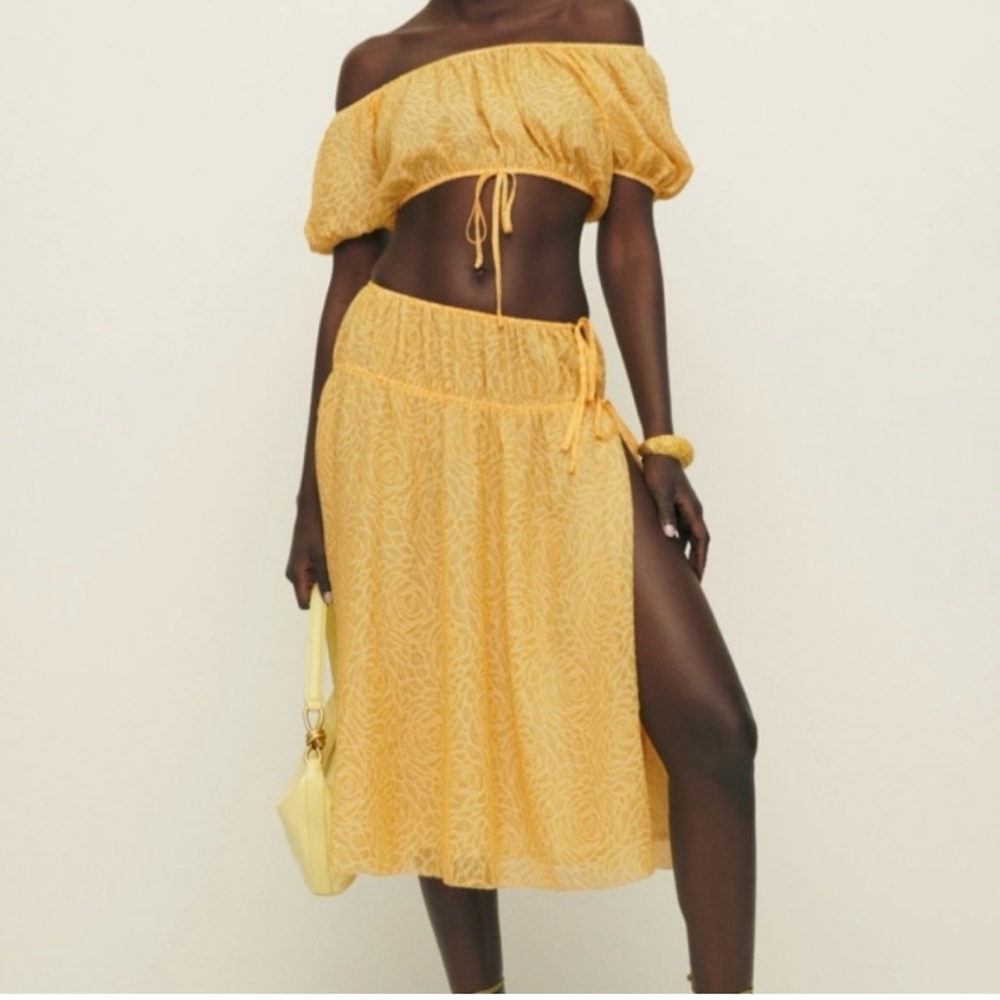 Yellow Off-Shoulder Two-Piece Set - Picture 2 of 7